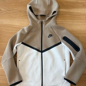 Nike Tech Kids Tan and White Zip-Up - Size M